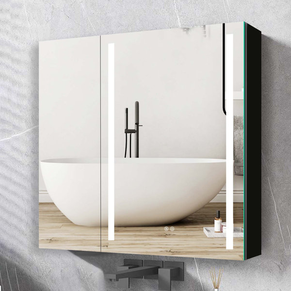 Ivy Bronx Jamirah 30x30 inch Lighted Medicine Cabinets Mirror for ...